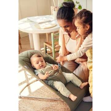 BabyBjörn Bouncer Bliss, Woven, Petal Quilt, Dark Green