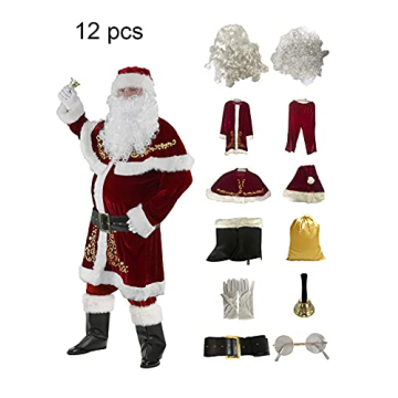 Halfjuly Deluxe Velvet Santa Outfit for Men