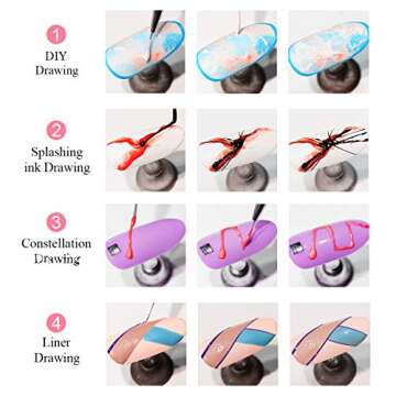 SAVILAND 6 Colors Spider Gel, New Upgraded Matrices Spider Gel with Nail Art Brushes, Nail Designs Gel Paint Wire Drawing Gel Polish for Line (White Black Red Blue Gold Silver)