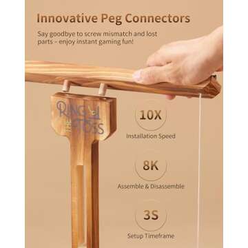 Ring Toss Game for Adults, 3-Second Instant Assembly Hook and Ring Game with Sturdy Structure, XL Si...