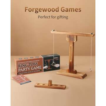 Ring Toss Game for Adults, 3-Second Instant Assembly Hook and Ring Game with Sturdy Structure, XL Size(15.8’’ X 15’’) Indoor Outdoor Holiday Party Games, Fun Family Games for Backyard, Camping, Beach