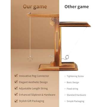 Ring Toss Game for Adults, 3-Second Instant Assembly Hook and Ring Game with Sturdy Structure, XL Size(15.8’’ X 15’’) Indoor Outdoor Holiday Party Games, Fun Family Games for Backyard, Camping, Beach