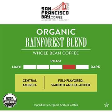San Francisco Bay Whole Bean Coffee - Organic Rainforest Blend (2lb Bag), Medium Dark Roast
