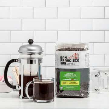San Francisco Bay Whole Bean Coffee - Organic Rainforest Blend (2lb Bag), Medium Dark Roast