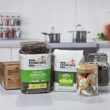 San Francisco Bay Whole Bean Coffee - Organic Rainforest Blend (2lb Bag), Medium Dark Roast