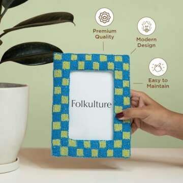 Folkulture 4x6 Picture Frames for Wall Décor, Photo Frame with Plexiglass, Vertical and Horizontal Formats Picture Frames 4x6, Wall Hanging or Tabletop Boho Picture Frame | Valentine Gifts for Her