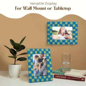 Folkulture 4x6 Picture Frames for Wall Décor, Photo Frame with Plexiglass, Vertical and Horizontal Formats Picture Frames 4x6, Wall Hanging or Tabletop Boho Picture Frame | Valentine Gifts for Her