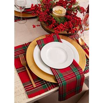 DII Farmhouse Christmas Plaid Dining Table & Kitchen Décor, Holiday Napkin Set, 18X18, Red & Green, 6 Count