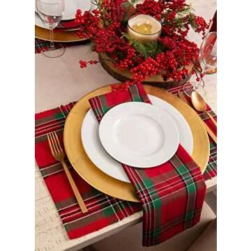 DII Farmhouse Christmas Plaid Dining Table & Kitchen Décor, Holiday Napkin Set, 18X18, Red & Green, 6 Count