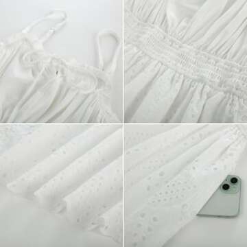 GRACE KARIN Women's 2025 Summer Sleeveless Eyelet Dress Casual Knot Front A Line Sundress Elegant Hollow Out Midi Outfit White L