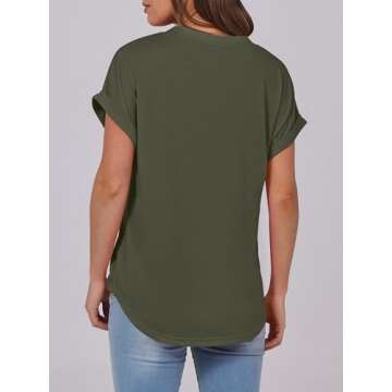 ANRABESS Stylish Henley Tops for Women in Army Green