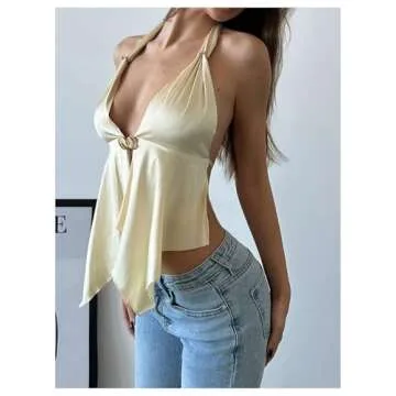 Chic Satin Halter Top for Night Out and Parties