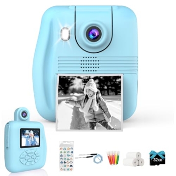 Kids Camera Instant Print - Fun Inkless Photo and Video Camera for Ages 3-12