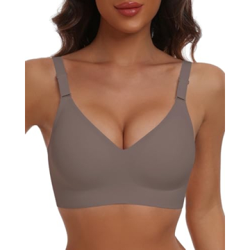 HORISUN Push Up Bras for Women Wireless Seamless Bra Plus Size(Coffee S)