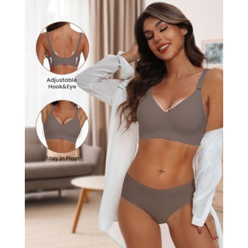HORISUN Push Up Bras for Women Wireless Seamless Bra Plus Size(Coffee S)