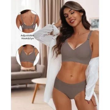 HORISUN Push Up Bras for Women Wireless Seamless Bra Plus Size(Coffee S)