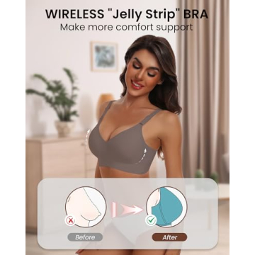 HORISUN Push Up Bras for Women Wireless Seamless Bra Plus Size(Coffee S)