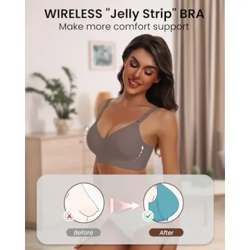 HORISUN Push Up Bras for Women Wireless Seamless Bra Plus Size(Coffee S)