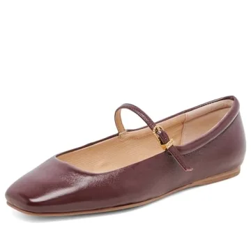 Riekhany Mary Jane Ballet Flats for Women Casual Square Toe Low Heel Slip On Flats Comfortable Ankle...