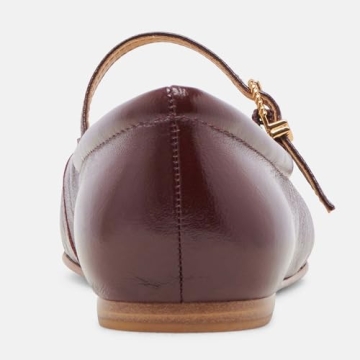 Riekhany Mary Jane Ballet Flats for Women Casual Square Toe Low Heel Slip On Flats Comfortable Ankle Buckle Strap Ballerina Shoes Wine Red