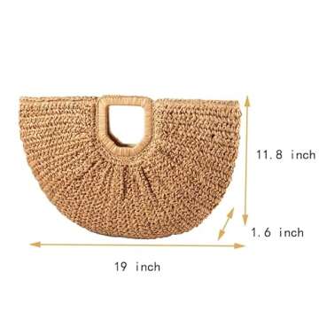 YYW Unique Handmade Tote Bag for Women, Hand-woven Straw Large Hobo Bag for Women Round Handle Ring ...