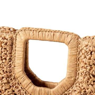 YYW Unique Handmade Tote Bag for Women, Hand-woven Straw Large Hobo Bag for Women Round Handle Ring Toto Retro Summer Beach Bag Beach Bag (Khaki)