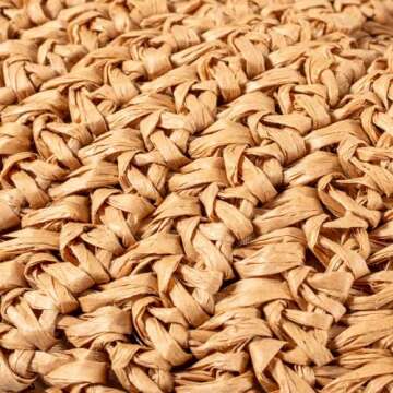 YYW Unique Handmade Tote Bag for Women, Hand-woven Straw Large Hobo Bag for Women Round Handle Ring Toto Retro Summer Beach Bag Beach Bag (Khaki)