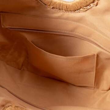 YYW Unique Handmade Tote Bag for Women, Hand-woven Straw Large Hobo Bag for Women Round Handle Ring Toto Retro Summer Beach Bag Beach Bag (Khaki)