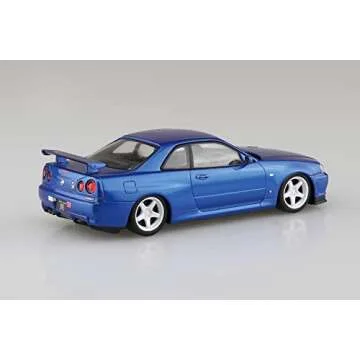 Aoshima Nissan R34 Skyline GTR Custom Wheel (Bayside Blue) 1:32 Scale Model Kit
