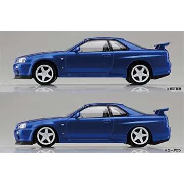 Aoshima Nissan R34 Skyline GTR Custom Wheel (Bayside Blue) 1:32 Scale Model Kit
