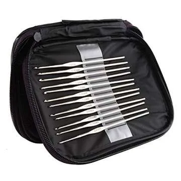 LIHAO Mixed Aluminum Handle Crochet Hooks Knitting Knit Needles Weave Yarn Set- 22 Pieces