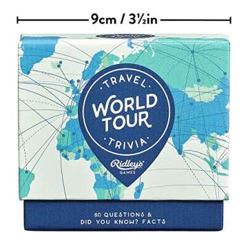 Ridley's World Tour Travel Trivia Card Game – Fun Quiz for 2+ Players with 80 Questions