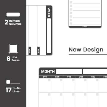 ALEZEL Magnetic Dry Erase Calendar for Refrigerator, Vertical Calendar Whiteboard for Fridge, Includes Magnetic Monthly Calendar & Weekly Dry Erase Board, List Board, 4 Markers + Eraser
