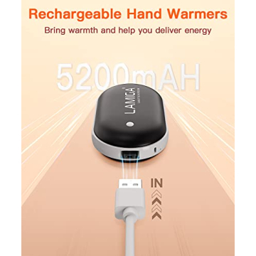 LAMIGA Rechargeable Hand Warmer with Dual-Sided Heating