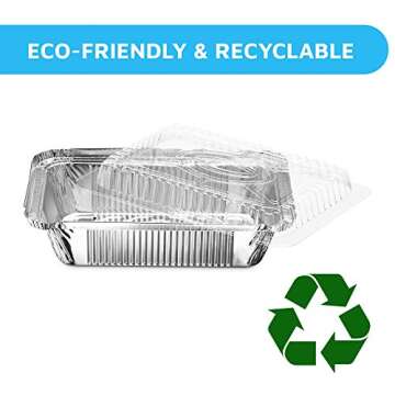 MontoPack 50-Pack Disposable Takeout Foil Pans with Lids