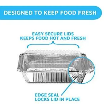 MontoPack 50-Pack Disposable Takeout Foil Pans with Lids