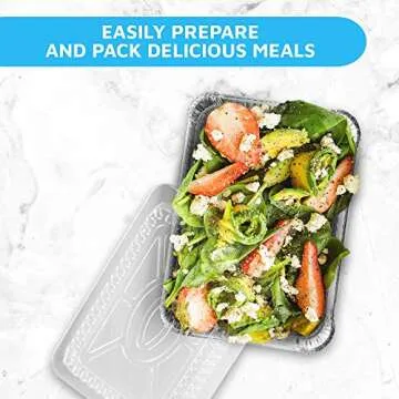 MontoPack 50-Pack Disposable Takeout Foil Pans with Lids