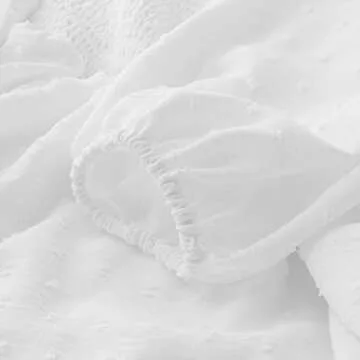 Aopwsrlyi Women's Off Shoulder Ruffle Dress Puff Long Sleeve White Romper Dress Flowy Layered A-Line Puffy Mini Dress (White, S)