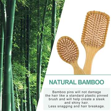 Combetter 100% Bamboo Hair Brushes and Comb Set - Comb for Women and Detangling, Great on All Hair, ...
