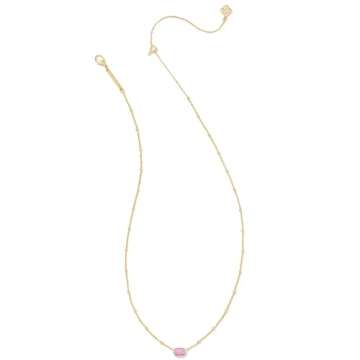 Kendra Scott Mini Elisa 14k Gold-Plated Satellite Short Pendant Necklace in Fuchsia Magnesite, Fashion Jewelry for Women