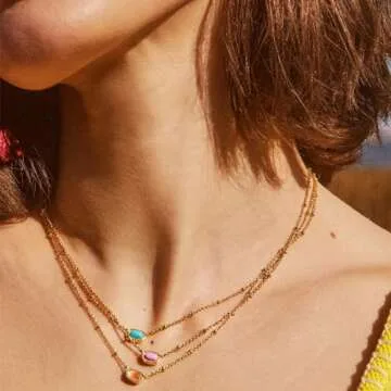 Kendra Scott Mini Elisa 14k Gold-Plated Satellite Short Pendant Necklace in Fuchsia Magnesite, Fashion Jewelry for Women