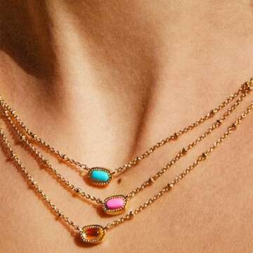 Kendra Scott Mini Elisa 14k Gold-Plated Satellite Short Pendant Necklace in Fuchsia Magnesite, Fashion Jewelry for Women