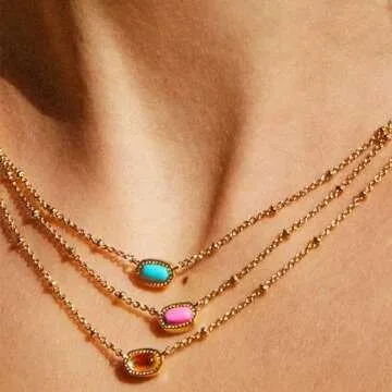 Kendra Scott Mini Elisa 14k Gold-Plated Satellite Short Pendant Necklace in Fuchsia Magnesite, Fashion Jewelry for Women