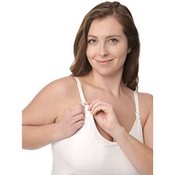 Under Control Nursing Cami Tank Tops for Breastfeeding Women Nursing Tops, Camisoles with Built in Bra 3Pack White Medium