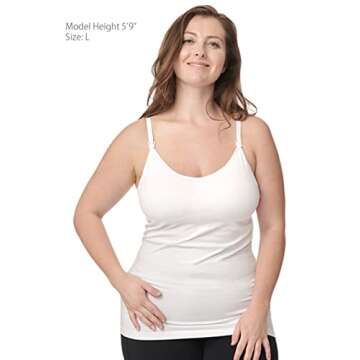 Under Control Nursing Cami Tank Tops for Breastfeeding Women Nursing Tops, Camisoles with Built in Bra 3Pack White Medium