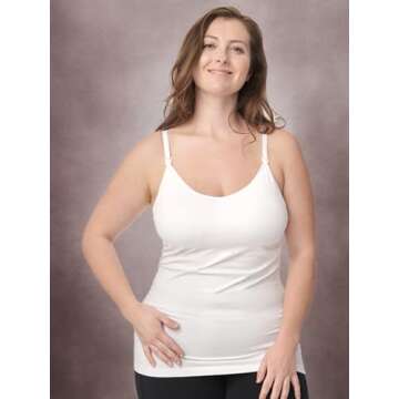 Under Control Nursing Cami Tank Tops for Breastfeeding Women Nursing Tops, Camisoles with Built in Bra 3Pack White Medium
