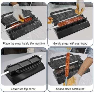 Kebab Maker Plastic Kabab Manual Kabob Mould Kebab Brochette: Maker for Kitchen Outdoor, Barbecue Mo...