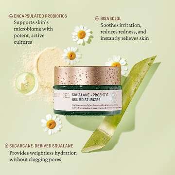 Biossance Squalane + Probiotic Balancing Face Gel Moisturizer - Advanced Formula for Oily & Acne-Prone Skin, Encapsulated Probiotics, Reduces Redness & Excess Oil, Soothes Sensitive Skin - 1.69 oz