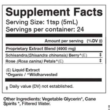 Anima Mundi Apothecary Schisandra Rose Elixir - Liquid Schisandra Berry Adaptogen Supplement with Wildcrafted Rose Petals for Liver and Kidney Support (4oz / 120ml)