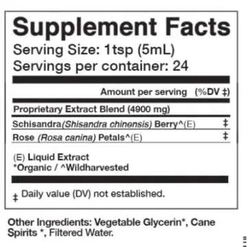 Anima Mundi Apothecary Schisandra Rose Elixir - Liquid Schisandra Berry Adaptogen Supplement with Wildcrafted Rose Petals for Liver and Kidney Support (4oz / 120ml)